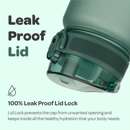 Hydracy Water Bottle with Time Marker -Large BPA Free Water Bottle & No Sweat Sleeve -Leak Proof Gym Bottle with Times to Drink - Ideal for Fitness Sports & Outdoors