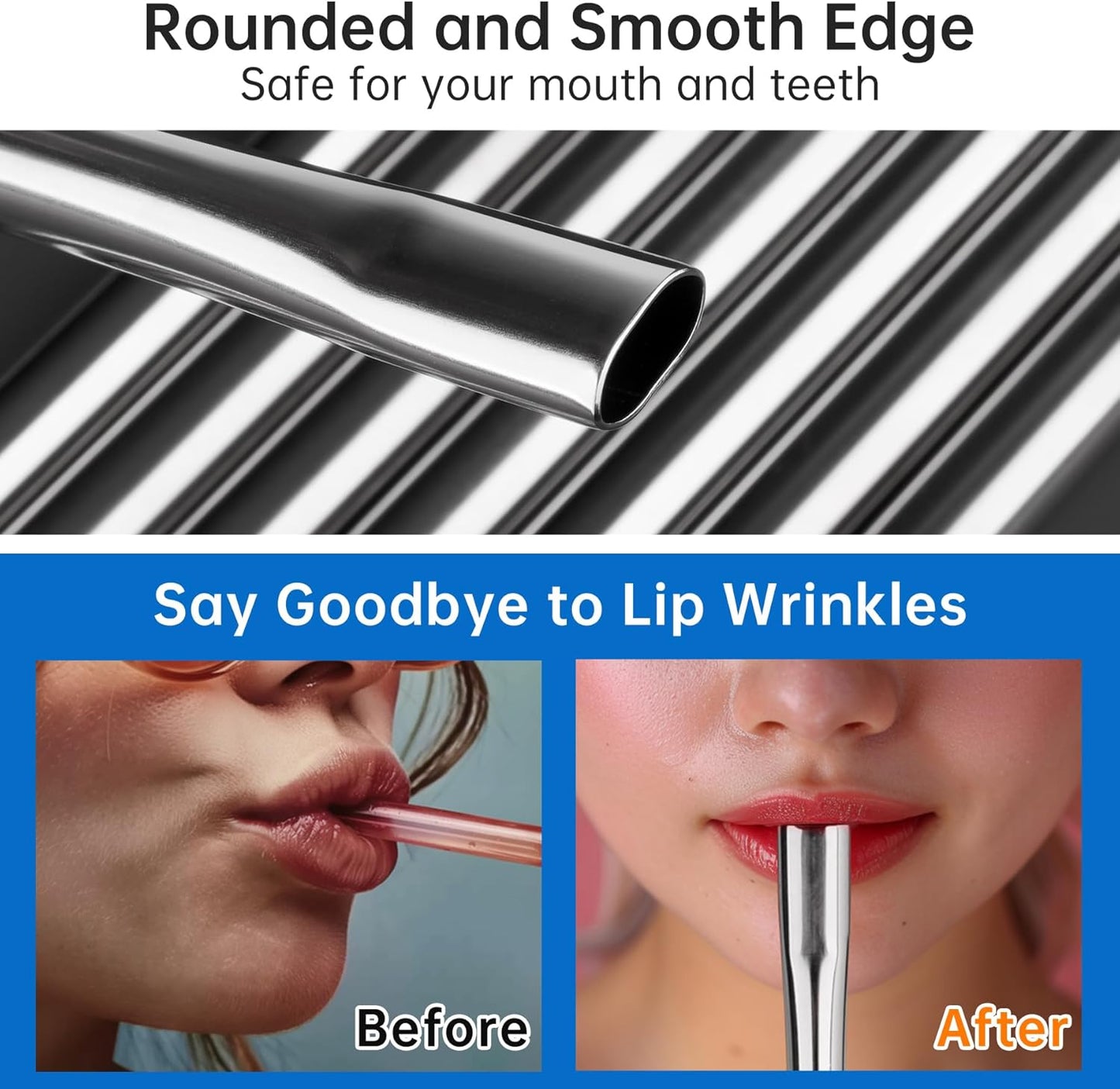 NiHome 8PCS Stainless Steel Straws Fit for Stanley 40oz 30oz 20oz 14oz Tumblers, 4 Lengths Reusable Drinking Straws with Cleaning Brushes and Pouch, 9mm Wide Straws for Boba, Smoothie, Dishwasher Safe