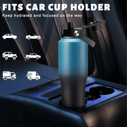 Insulated Water Bottle 40 oz - Fits in any Car Cup Holder, Keep Cold 48H Hot 24H, Stainless Steel Waterbottle Double Wall Flask with Straw, Pop-up Spout Lid, Paracord Handle, Carrier Bag