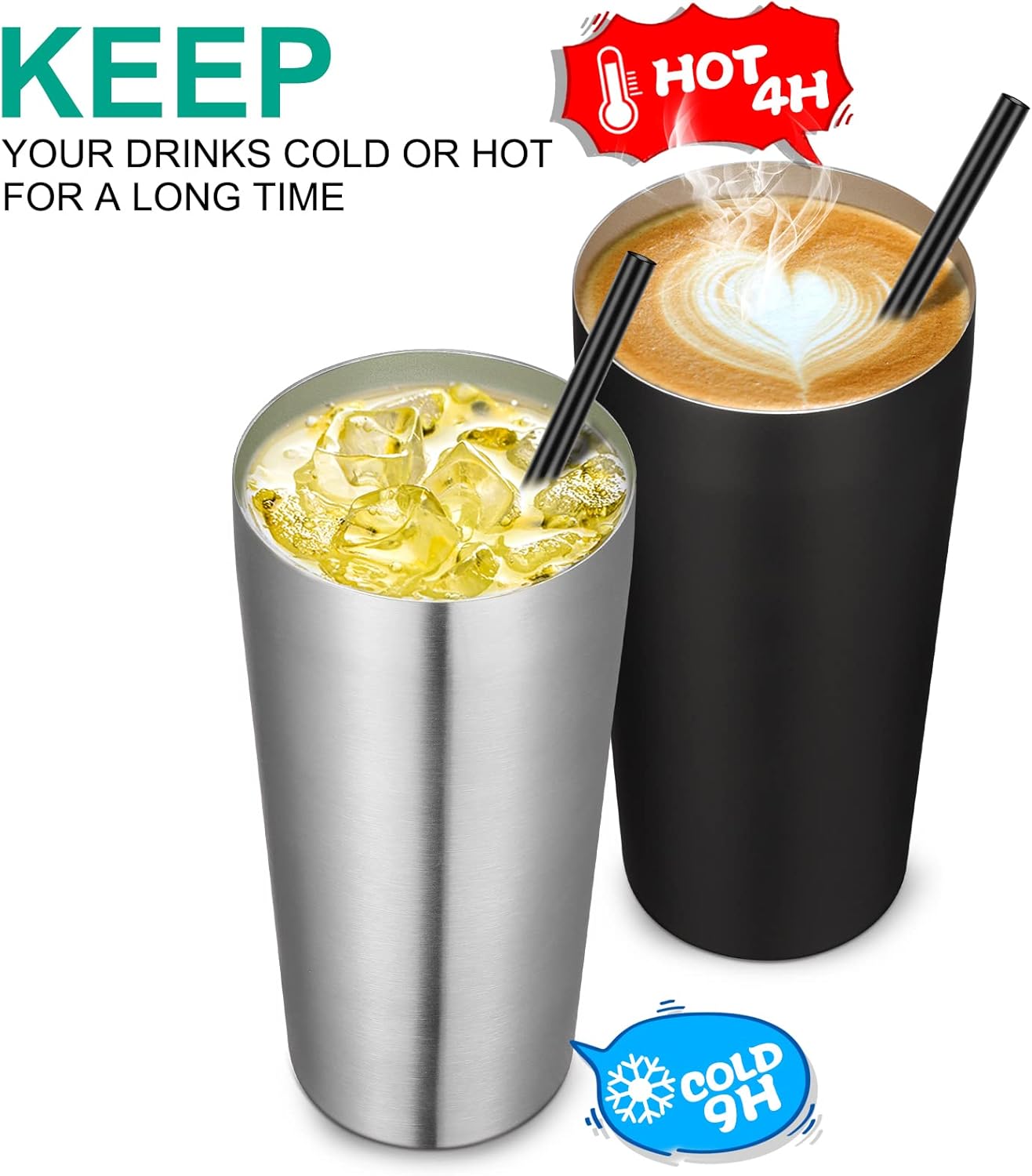 VEGOND 20oz Tumbler Bulk with Lid and Straw 1 Pack, Stainless Steel Vacuum Insulated Tumbler, Double Wall Coffee Cup Travel Mug, River Green