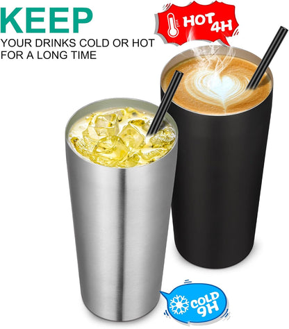 VEGOND 20oz Tumbler Bulk with Lid and Straw 1 Pack, Stainless Steel Vacuum Insulated Tumbler, Double Wall Coffee Cup Travel Mug, River Green