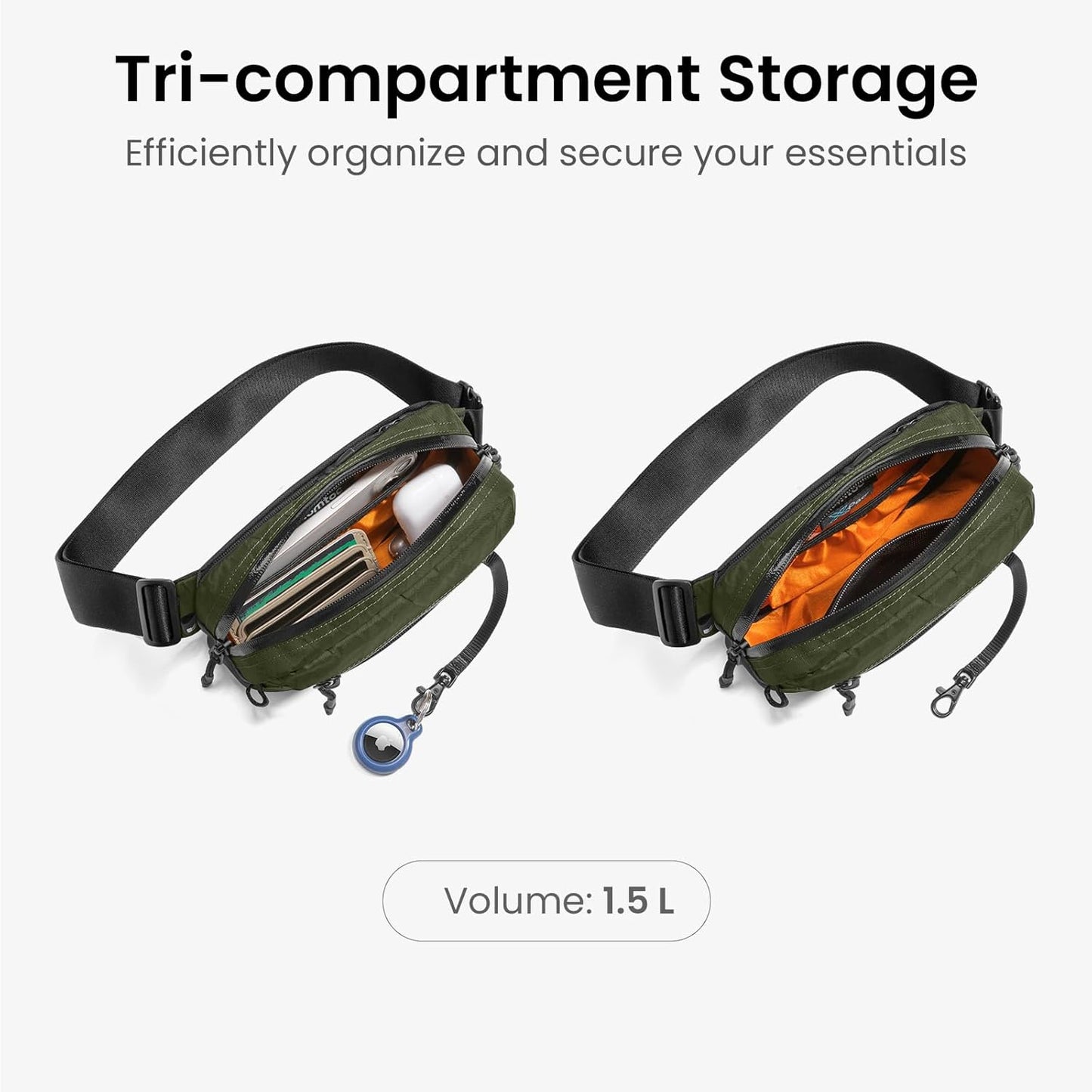 tomtoc 3.5L Sling Bag with RFID Blocking, Crossbody Bag Chest Shoulder Pack for Men and Women, Water-resistant Lightweight Casual Waist Fanny Pack for Travel/Daily Use