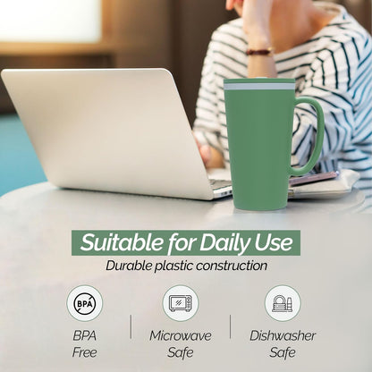 Copco Cone Desk Mug, 16 oz - Double Wall Insulated Coffee Mug with Twist-Off Lid, Handle & Slide Tab - Travel-Friendly Cup for Hot or Cold Drinks, BPA-Free, Microwave & Dishwasher Safe (Brown)