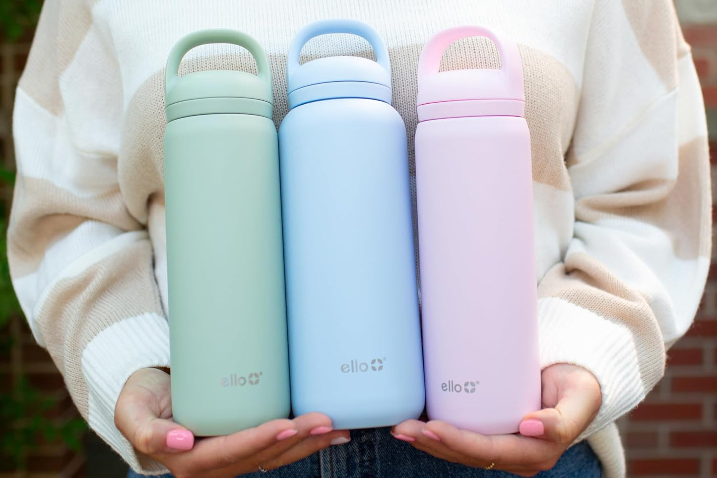 Ello Cooper 22oz Stainless Steel Water Bottle with Straw and Carry Handle, Double Walled and Vacuum Insulated Metal, Leak Proof Locking Lid with Soft Silicone Spout, Reusable, BPA Free, Lilac