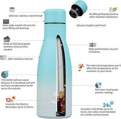BJPKPK Insulated Water Bottle 12oz Small Stainless Steel Water Bottles Reusable Metal Thermal Keep Cold and Hot,Dreamy Purple - Colors B