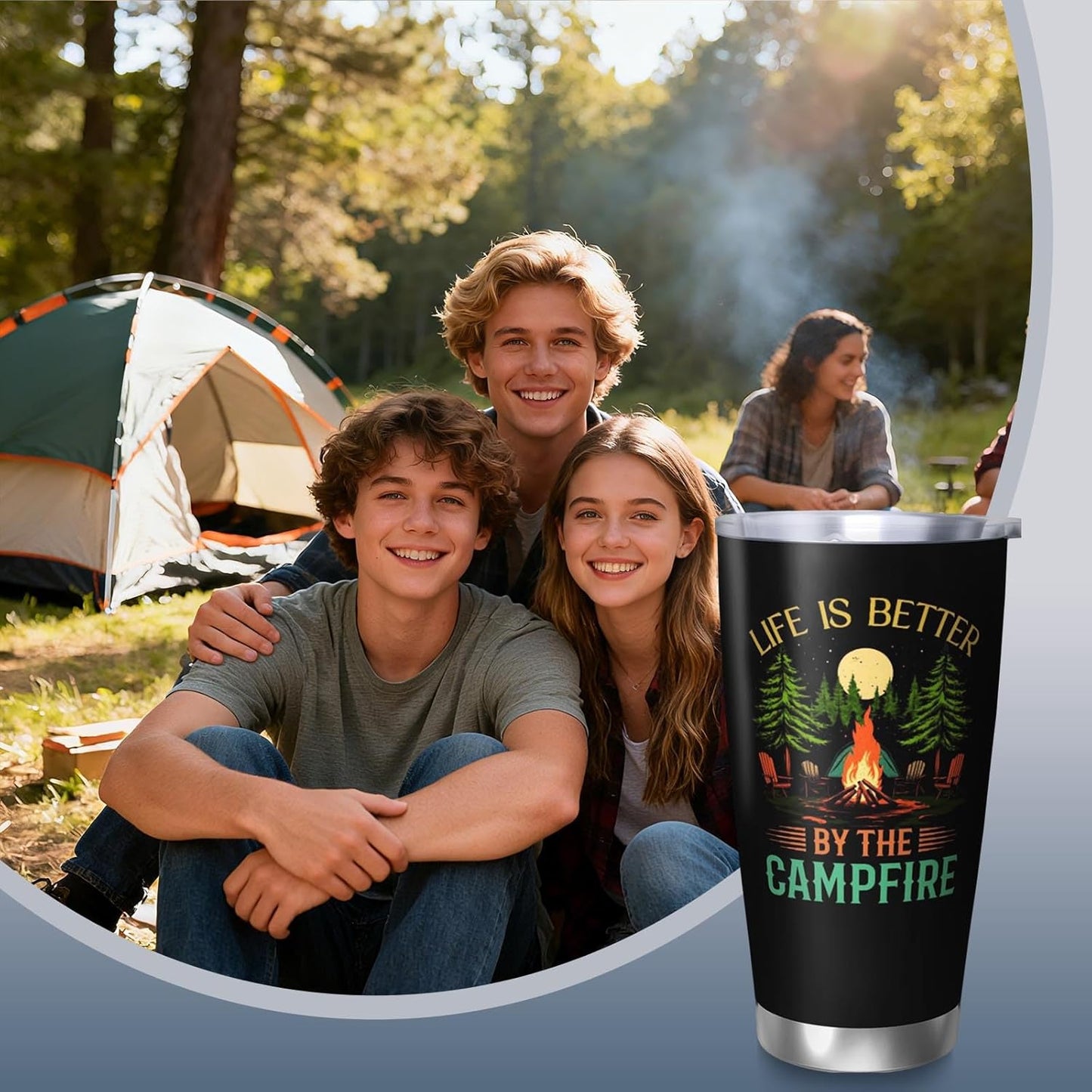 Camping Gifts for Men Women, Best Camp Coffee Mugs, Happy Camper Travel Mug, 20oz Coffee Tumbler, Camping Cup for Women Men