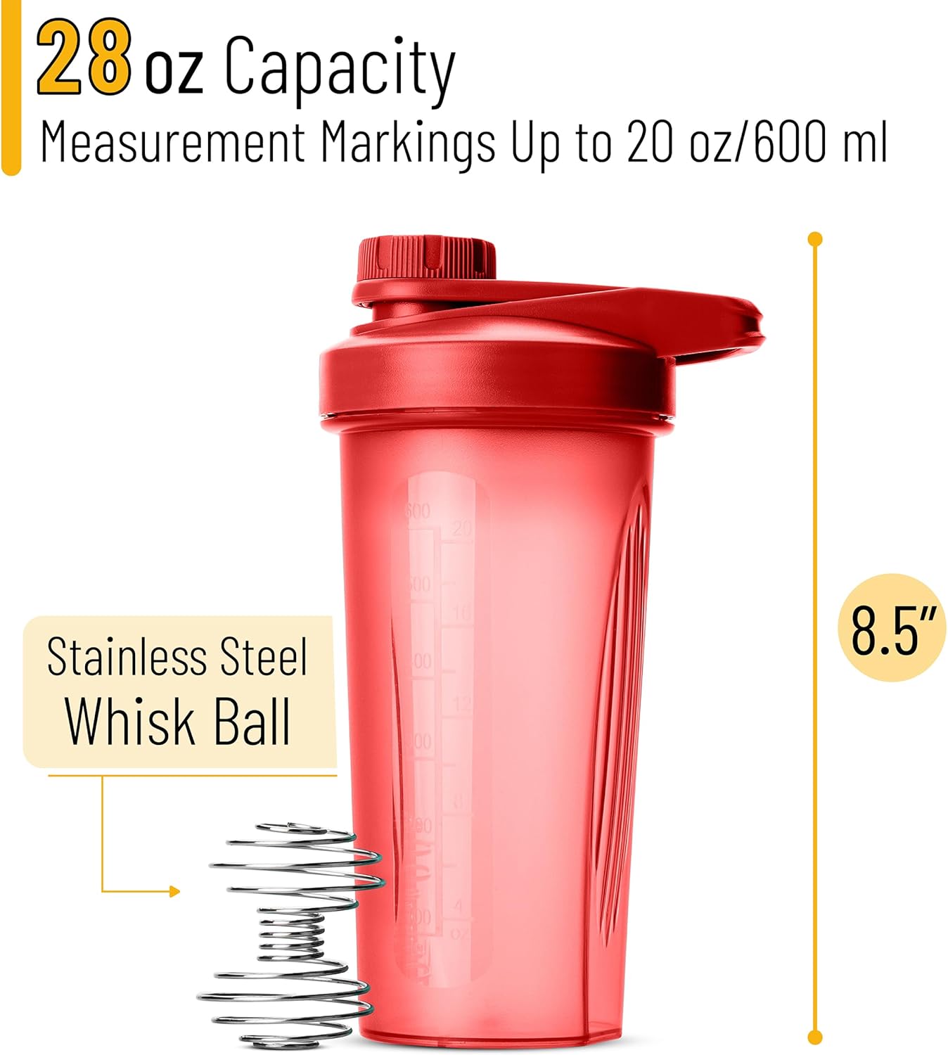 Mr. Pen- Shaker Bottles for Protein Mixes with Twist Cap, 28 oz, Protein Shaker Bottle with Wire Whisk Ball, Shaker Cup, Mixer Bottle