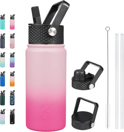 BJPKPK Insulated Water Bottles with Straw Lid, 40oz Stainless Steel Water Bottles with 3 Lids, BPA Free Leakproof Thermo, Tumblers, Cups for Sports, Gym- Midnight - Colors B