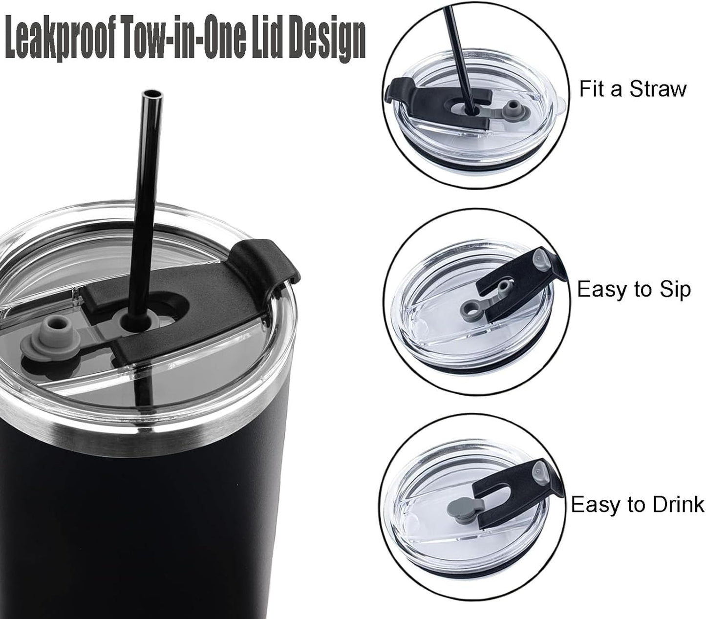 40 OZ Tumbler Lid Compatible for Stanley Cup,Replacement Lids Fit for Stanley Adventure Quencher,for Quencher H2.0 FlowState 40oz Cup, 100% Leakproof and Splash-Proof (Black)