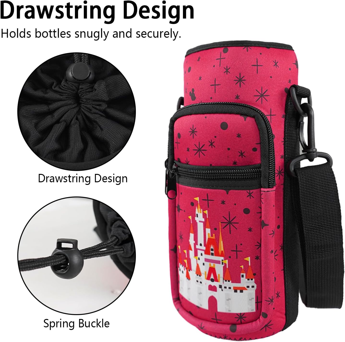 Water Bottle Carrier Bag 25oz/32oz Water Bottle Pouch Holder Adjustable Shoulder Strap Neoprene Water Bottle Sling Bag with Phone Pocket Insulated Tumbler Accessories for Walking