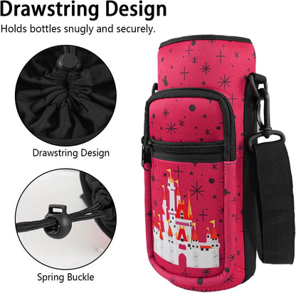 Water Bottle Carrier Bag 25oz/32oz Water Bottle Pouch Holder Adjustable Shoulder Strap Neoprene Water Bottle Sling Bag with Phone Pocket Insulated Tumbler Accessories for Walking