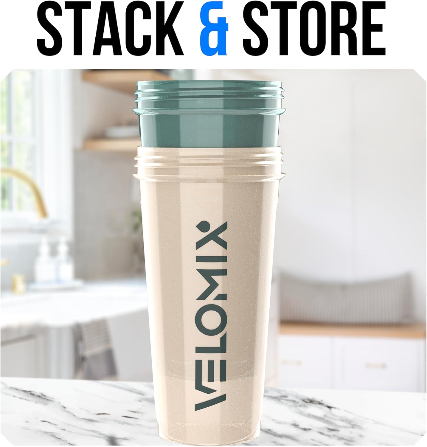VELOMIX -2 Pack- 28 oz Protein Shaker Bottles for Protein Mixes - 2x Wire Whisk | Leak Proof Shaker Cups for Protein Shakes | Protein Shaker Bottle Pack (Black/Transparent)