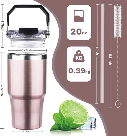 30oz Tumbler with Handle and Flip Straw Lid Double Wall Insulated Travel Coffee Mug Stainless Steel Vacuum Insulated Coffee Tumbler Cup for Hot and Cold Beverages,Leak-proof&BPA-free (30oz,Black)