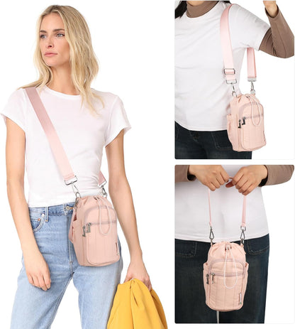 Rueesh Water Bottle Holder Bag with Adjustable Strap, Insulated Bottle Carrier Bag RFID Crossbody Sling Bag for Gym Walking