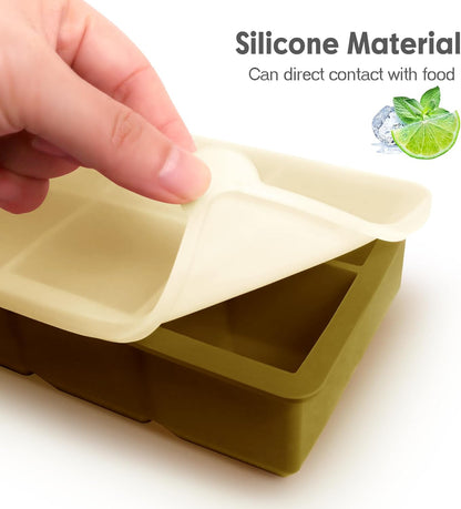 Excnorm Silicone Ice Cube Trays 3 Pack - Large Size Silicone Ice Cube Molds with Leak Proof Removable Lid Square Ice Cube Tray And BPA Free for Cocktail,Whiskey, Stackable Flexible Ice