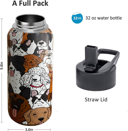 32oz Pickleball Water Bottle Insulated Vacuum Stainless Steel Tumbler Travel Mugs With Straw for Game Sport,Pickleball Accessories