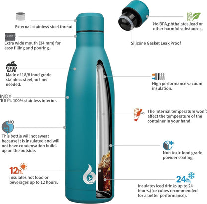 BJPKPK Insulated Water Bottle 12oz Small Stainless Steel Water Bottles Reusable Metal Thermal Keep Cold and Hot,Dreamy Purple - Colors A