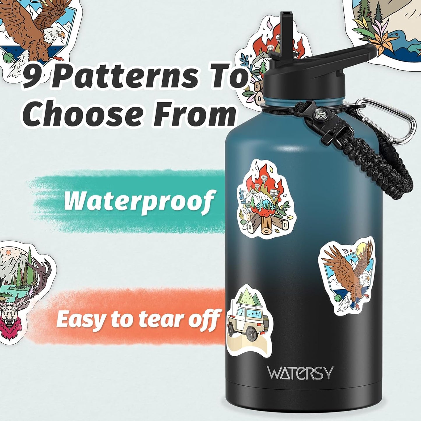 40oz Insulated Water Bottle (Cold for 48 Hrs),BPA Free&Leak Proof,Stainless Steel Water Flask,Water Jug with Straw Spout Lids for Gym,Hiking,Travel,Black Blue