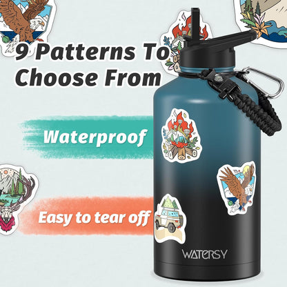 40oz Insulated Water Bottle (Cold for 48 Hrs),BPA Free&Leak Proof,Stainless Steel Water Flask,Water Jug with Straw Spout Lids for Gym,Hiking,Travel,Black Blue