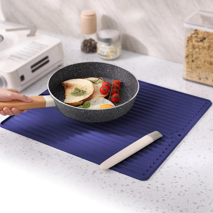 Dish Drying Mat, Mini Silicone Drying Mat for Kitchen Counter, Heat Resistant Silicone Mat for Countertop Protector, Super Thick Non-Slip Dish Drying Pad for Coffee Cup/Bottle/Glassware