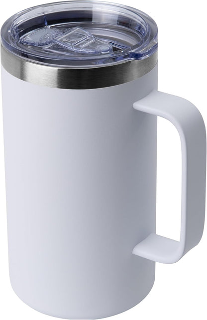 DOMICARE 24oz Mug with Handle and Lid, Stainless Steel Coffee Mug, Reusable Insulated Cup, Travel Mug with Handle, Double Wall Vacuum Coffee Tumbler for Men and Women, Black, Pack 1