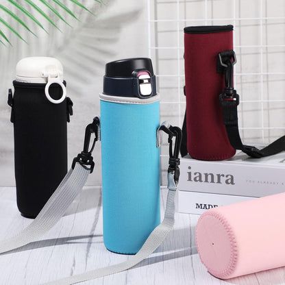 Zhehao 16 Pcs Neoprene Water Bottle Sleeve with Shoulder Strap Water Bottle Holder 32 oz Water Bottle Carrier Insulated Water Bottle Pouch Adjustable Water Bottle Sling Bag for Boys Girls