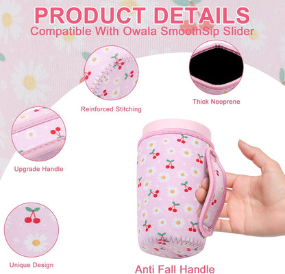 Cute Sleeve for Owala Coffee Tumbler, Neoprene Cover with Handle for Owala SmoothSip Slider, Scratch Resistant Coffee Mug Sleeve for Women to Office, Workout, Coffee Break. (Coffee Break)