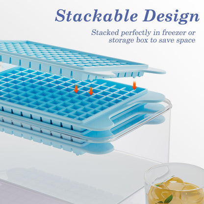 Mini Ice Cube Tray for Freezer: GGUW Nugget Ice Cube Tray with Bin - Crushed Ice Tray Making 4×117 PCS Icecube - Easy Release Iced Maker Trays