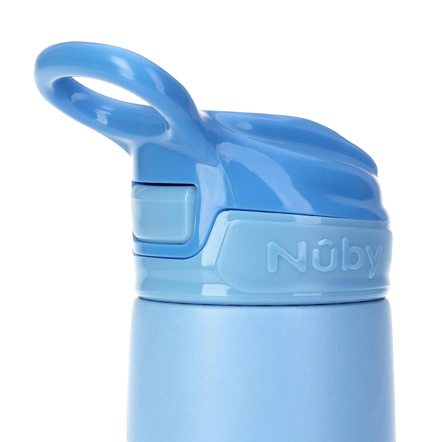 Nuby Thirsty Kids No Spill Flip-It Reflex Stainless Steel Travel Cup or Water Bottle - 10 Oz - 18+ Months - Blue - Back to School Essentials