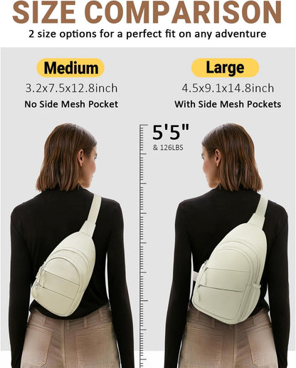 Tuwubi Crossbody Bags for Women, Sling Bag for Men, Small Hiking Backpack Anti Theft Lightweight for Outdoors Travel (M, Black)