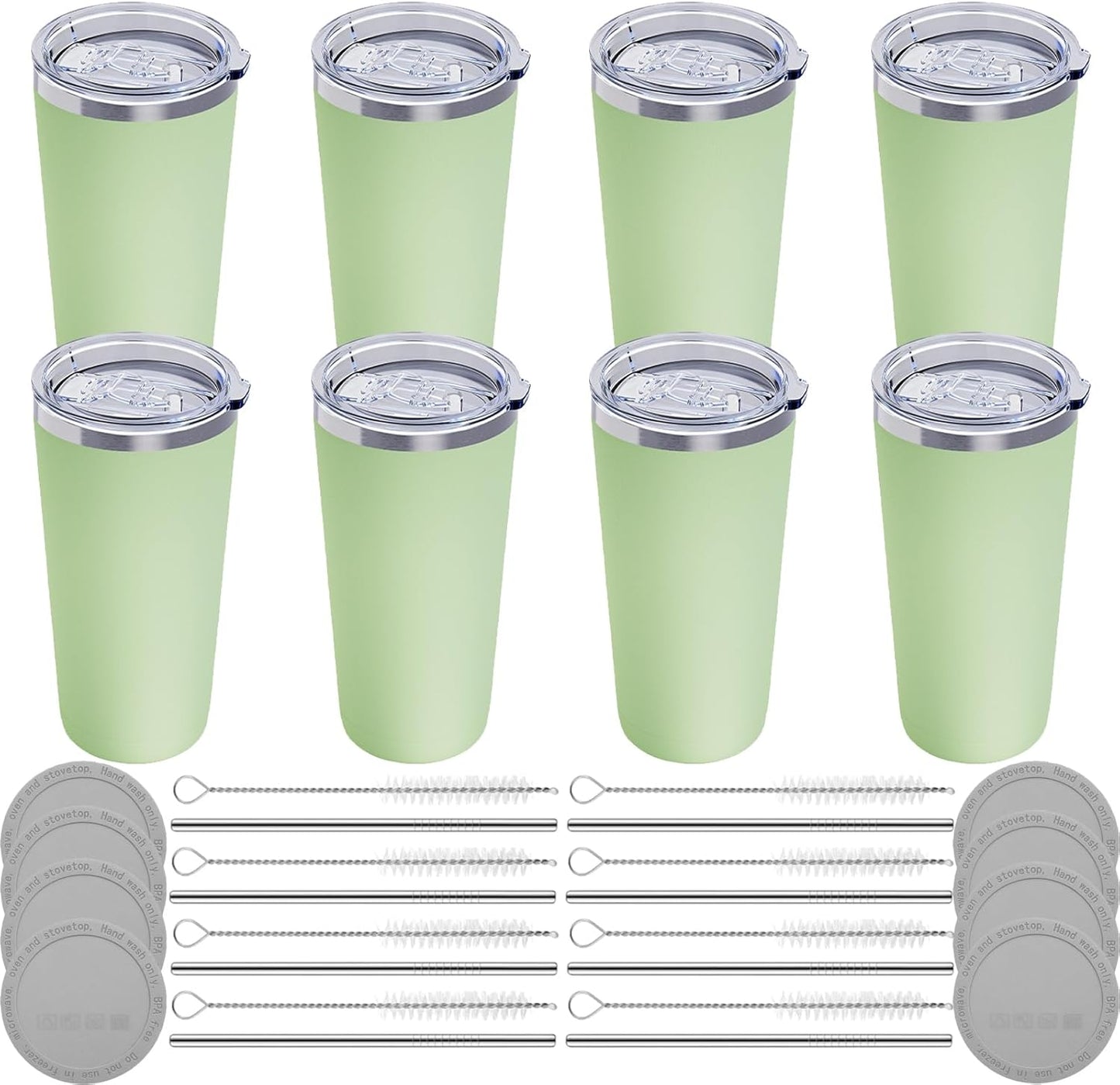 GGQ 20oz Travel Coffee Tumbler Food-Grade 304 Stainless Steel Vacuum Insulated Double Wall Leak-Proof Lid Reusable Straw Hot and Cold Drinks Cup Holder Friendly (Light Blue)