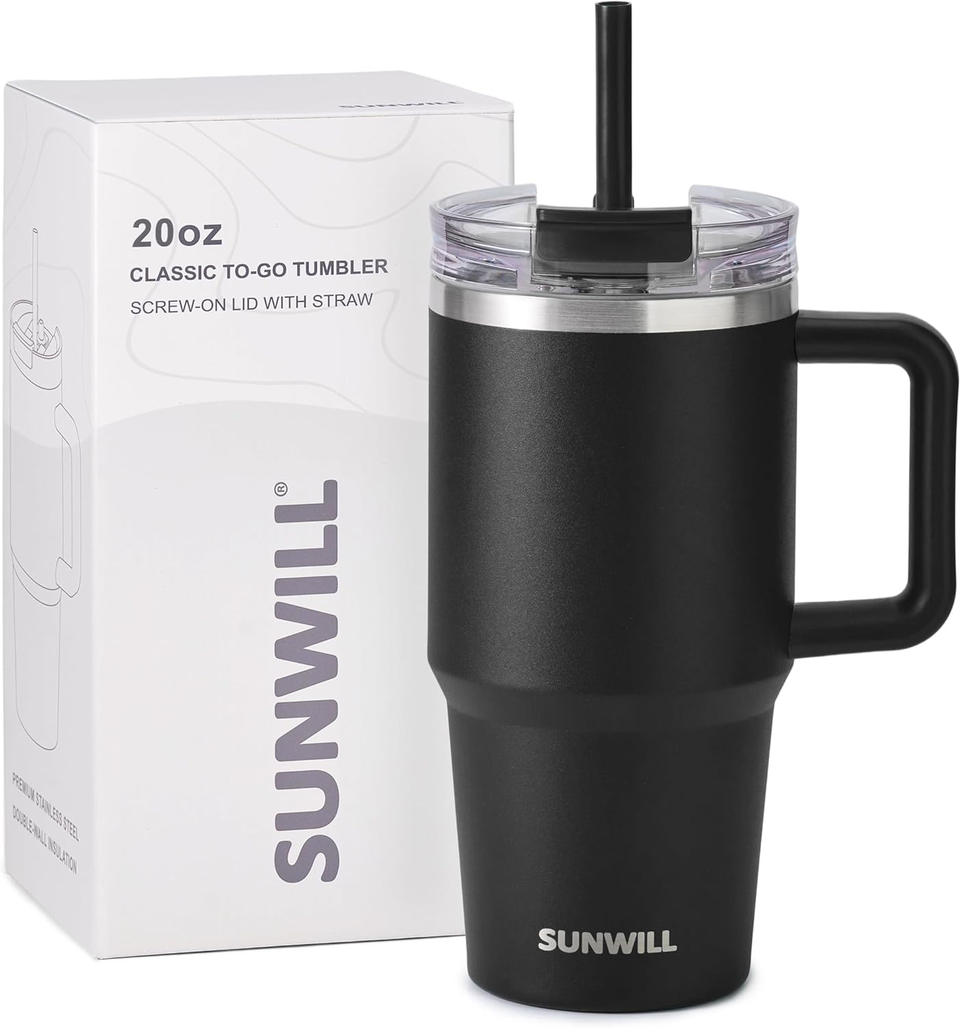 SUNWILL 20 oz Tumbler with Handle and Straw Leak Proof,Travel Coffee Mug with Lid, Stainless Steel Cup Insulated for Office & Gym, Cupholder Friendly, Powder Coated Orchid
