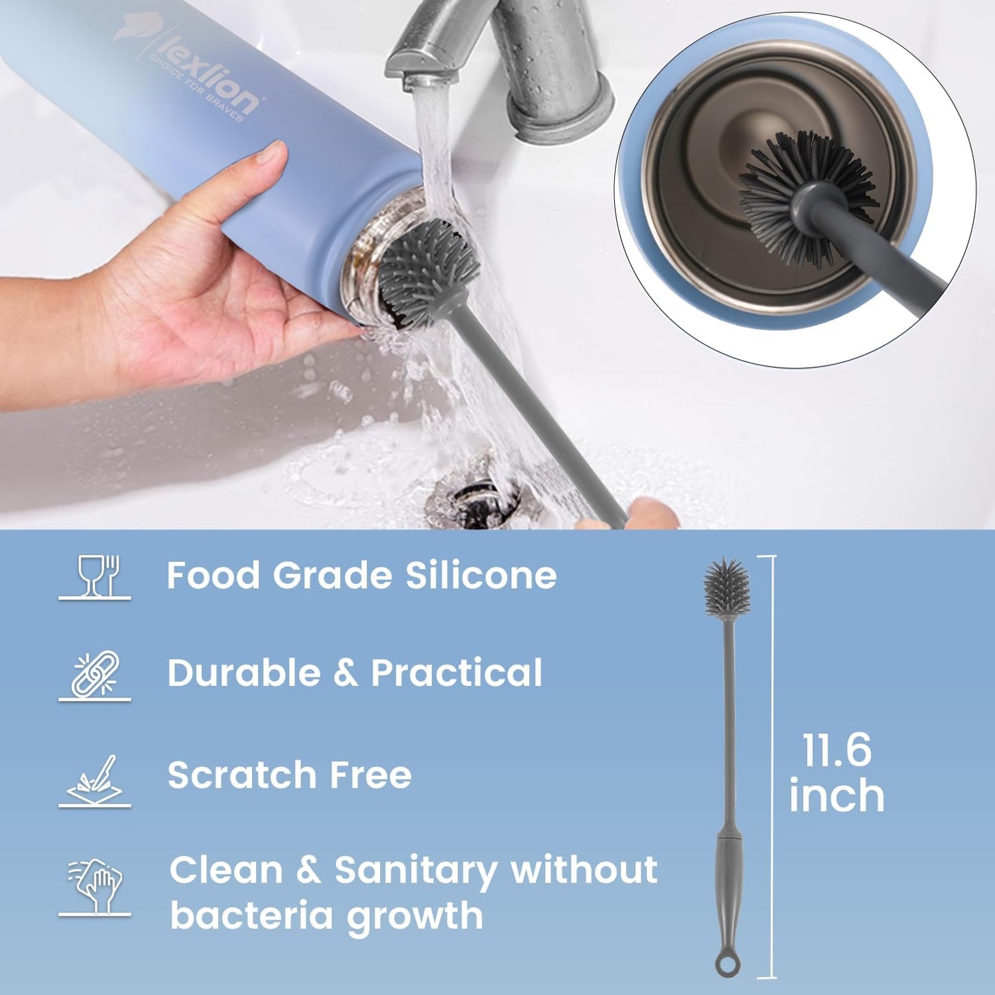 Lexlion Tea Infuser Water Bottle 32 Oz – Triple Wall Insulated Stainless Steel, Loose Leaf & Fruit Strainer, 3 Leakproof Lids, BPA-Free Silicone Sleeve, Reusable Thermal Mug