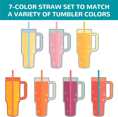 Tomorotec 15PCS Reusable Silicone Drinking Straws w/ 2 Brushes, Fit for Stanley Tumbler 40oz 30oz 20oz, 12" Long Customizable for Various Drinkware, Dishwasher Safe, BPA-Free, Safe for Teeth (Macaron)