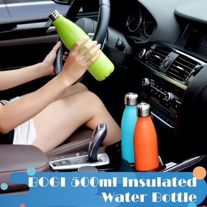 BOGI 17oz Insulated Water Bottle Double Wall Vacuum Stainless Steel Water Bottles, Leak Proof Metal Sports Water Bottle Keeps Drink Hot and Cold - Perfect for Outdoor Sports Camping Biking (Purple)