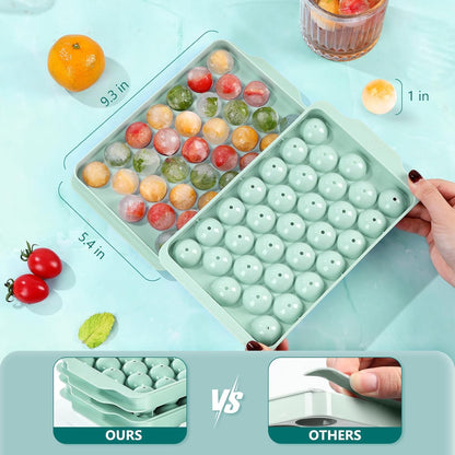 Optish 3 Pack Ice Trays for Freezer, 99 PCS Ice Cube Tray with Lid and Bin, Round Ice Cube Mold, Circle Ice Maker for Chilling Drinks (0.8 inch, Pink)