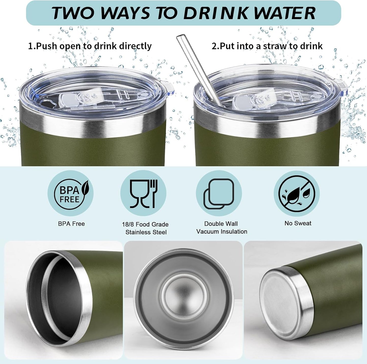 20oz Tumbler with Straw and Brush, Stainless Steel Vacuum Insulated tumbler, Double Wall Insulated Coffee Tumbler for Outdoor, Home, Travel,Office (Buff,1pcs)
