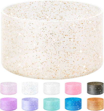 Vmini Protective Glitter Silicone Boot, Compatible with Stanley Tumbler 20-40oz & Hydro Flask Water Bottle 12-24oz and More Bottles/Tumblers with 2.8-2.95in Bottom, Bling Anti-Slip Sleeve Cover