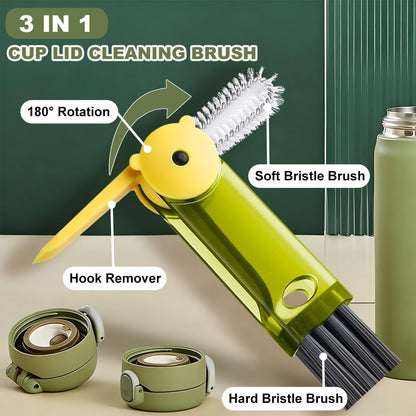 3 in 1 Cup Lid Cleaning Brush, Portable Cup Cleaner Brush, New Water Bottle Lid Cleaner Brush, Multifunctional Cleaning Brush - Home Kitchen Cleaning Tools for Tight Spaces & Bottle Gaps, 3 PCS