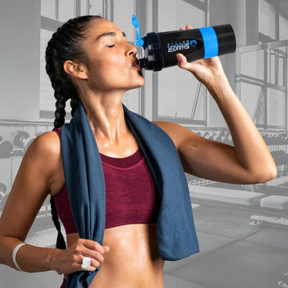 XTK Shaker Bottle 16OZ Protein Shaker Bottles with Mix Ball Sports Water Bottle Leak Proof GYM Cup for Protein Mixes with Powder Storage & Pill Organizer, Ideal for Pre Workout,BPA Free(black)