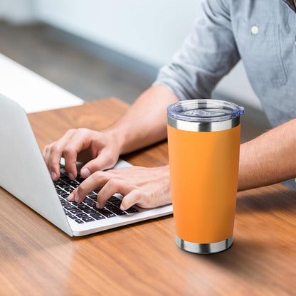 20oz Tumbler with Straw and Brush, Stainless Steel Vacuum Insulated tumbler, Double Wall Insulated Coffee Tumbler for Outdoor, Home, Travel,Office (Buff,1pcs)