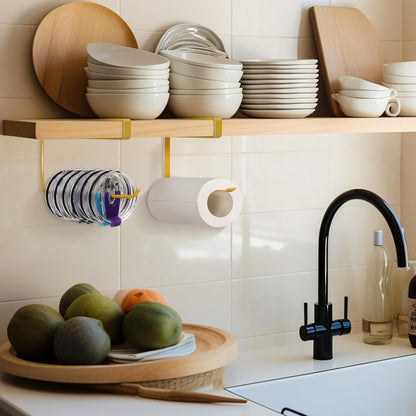 Tumbler Lid Organizer, Horizontal Tumbler Lid Storage Hook Up to 10 Lids, Space Saving Cup Lid Holders Under Cabinet Tumbler Lid Hook for Kitchen Organizer and Storage,Hanging Paper Towel Rack Hanger
