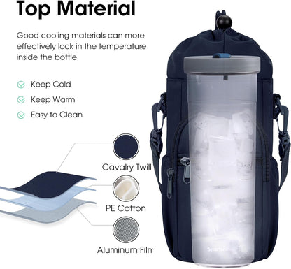 sportsnew Water Bottle Holder 40oz Crossbody Insulated Cup Sleeve Water Bottle Carrier Sling Bag with Phone Pocket, Walking