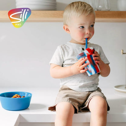 Silipint 8oz Silicone Tumbler with Straw and Lid – Unbreakable, BPA Free, Non-Toxic, Dishwasher, Microwave, Freezer Safe Tumbler Cup – Drinkware for Juice, Smoothies, Coffee (Cool Berry Crush)