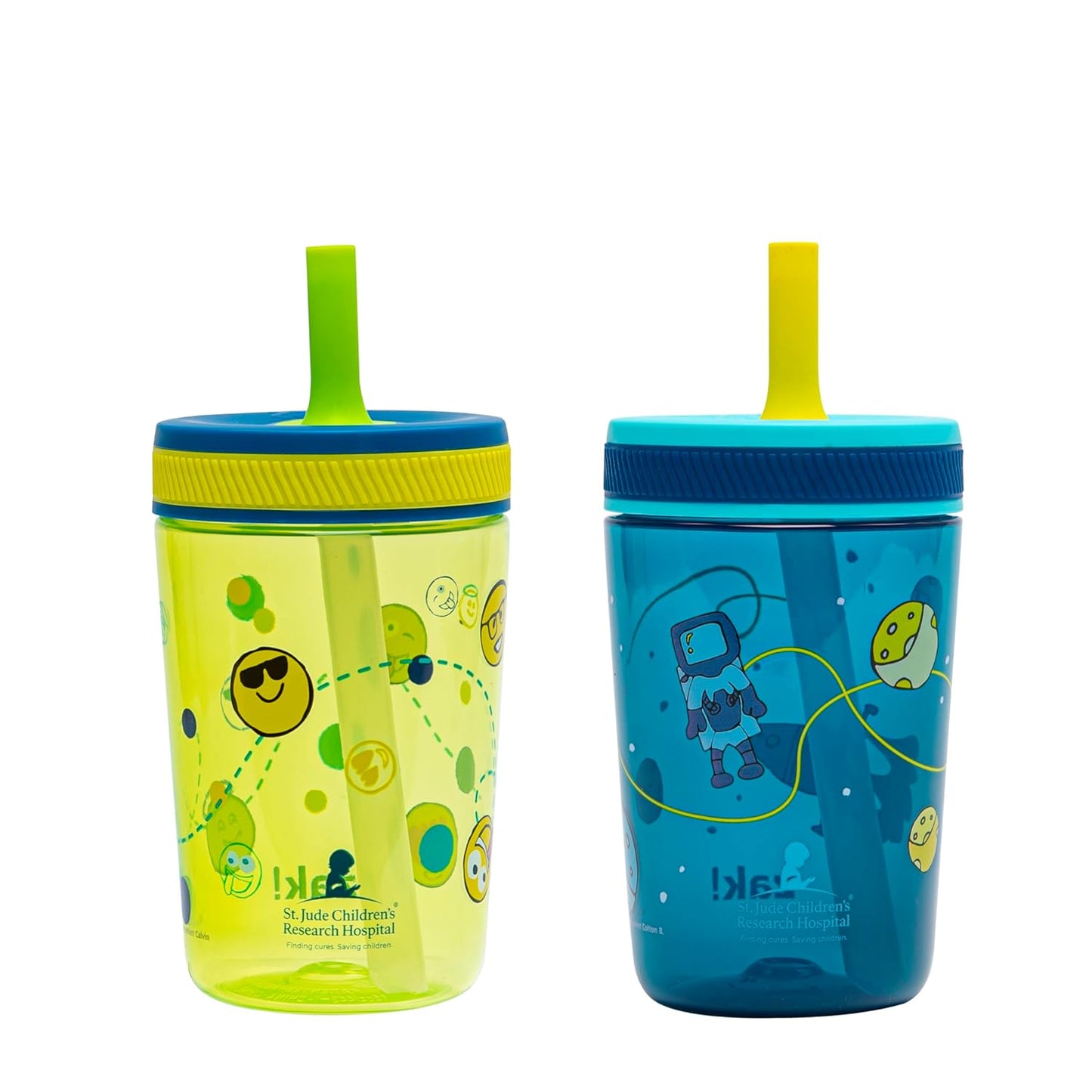 Zak Designs 15oz Bluey Kelso Tumbler Set, Leak-Proof Screw-On Lid with Straw Made of Durable Plastic and Silicone, Perfect Bundle for Kids, 2 Count (Pack of 1) - Colors A