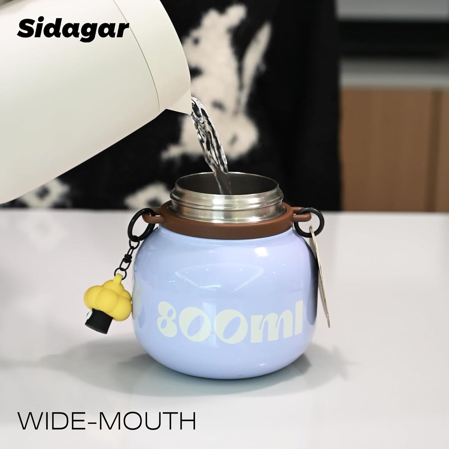 60 oz Big Gallon Water Bottle with Straw and Carry Handle, Black Wide Mouth Vacuum Water Jug, Insulated Stainless Steel Bottles; Heavy-Duty Aesthetic Yoga Flask for Women, Sweet & Cool Black