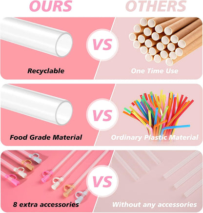 6 Straws with Cover Cap for Stanley 40oz Tumbler Replacement, Reusable Straw with Stopper Tips, Perfect for Stanley Cup with Handle H2.0, 14, 20, 30, 40oz Accessories