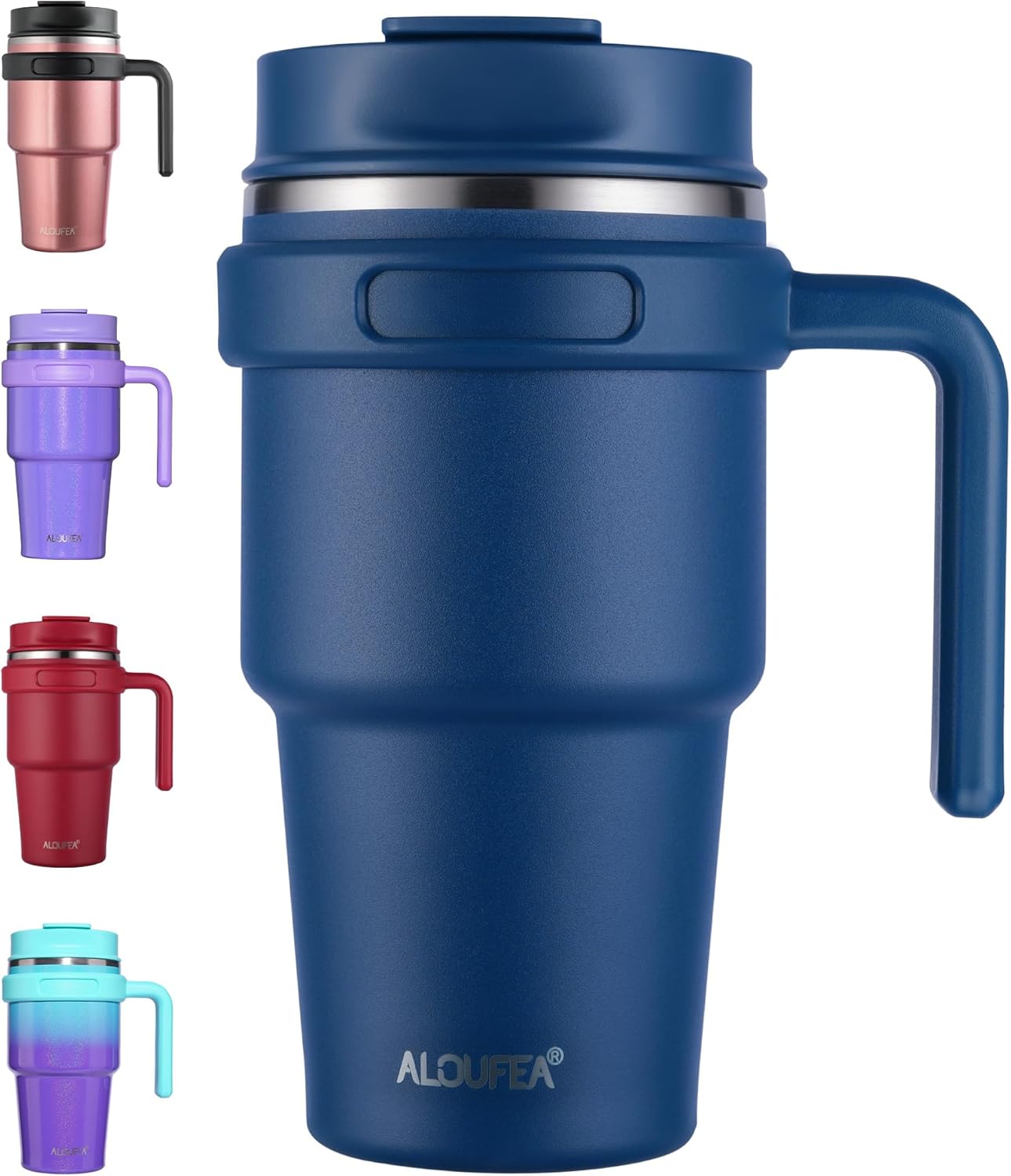 20 oz Insulated Coffee Mug Tumbler with Handle, Stainless Steel Travel Mug Tumbler with Lid and Straw,Double Wall Vacuum Leak Proof Ice Coffee Thermal Cup, Black