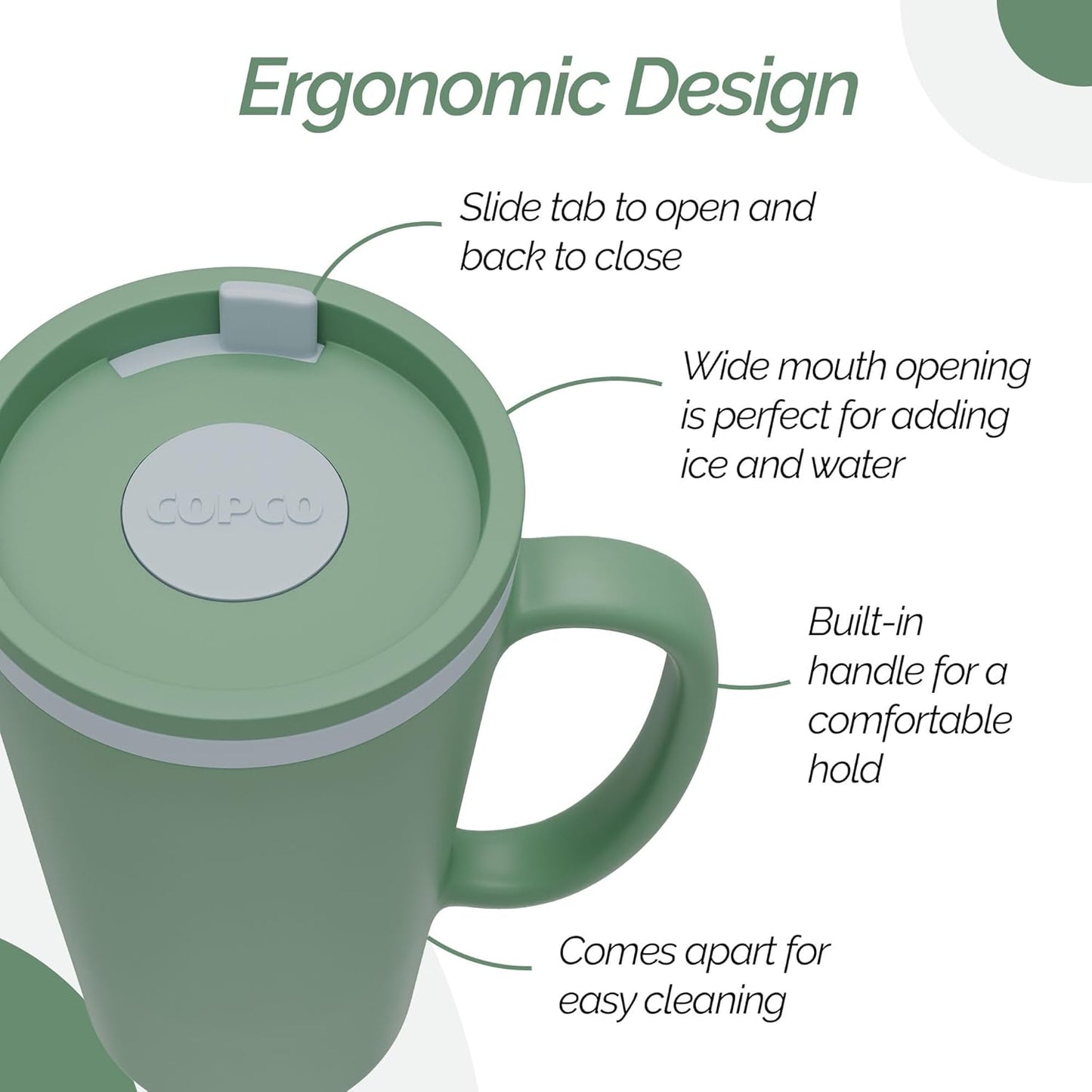 Copco Cone Desk Mug, 16 oz - Double Wall Insulated Coffee Mug with Twist-Off Lid, Handle & Slide Tab - Travel-Friendly Cup for Hot or Cold Drinks, BPA-Free, Microwave & Dishwasher Safe (Brown)