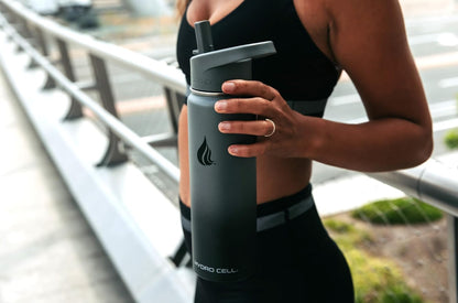 HYDRO CELL Stainless Steel Insulated Water Bottle with Straw - For Cold & Hot Drinks - Metal Vacuum Flask with Screw Cap and Modern Leakproof Sport Thermos for Adults (Neon 18oz)